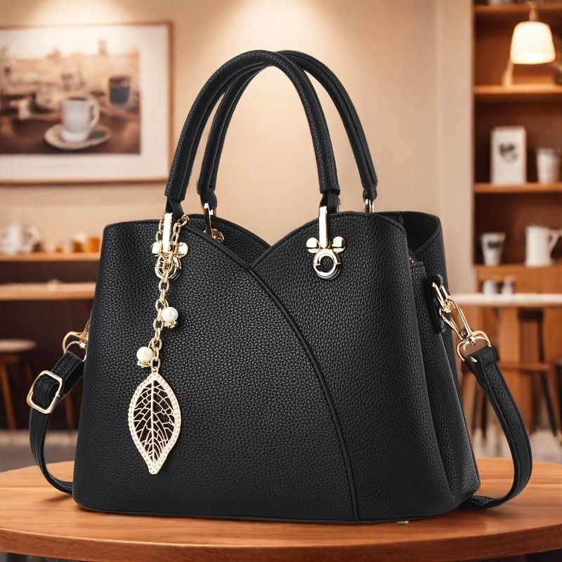 White Tote Bag Women'S Handbag Leaf Charm Bag Stylish Women'S Bag Designer Tote - Pink - Size 26-13-18