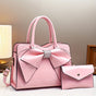 White Ladies Handbag Bow Embellished Handbag Handbag With Small Purse Crocodile - Black - Size 29-12-21