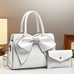 White Ladies Handbag Bow Embellished Handbag Handbag With Small Purse Crocodile - Khaki - Size 29-12-21