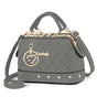 Women'S Handbag Quilted Handbag Studded Handbag Black Handbag Gold Toned - Red - Size 25-13-16