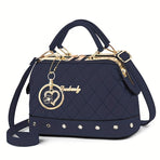 Women'S Handbag Quilted Handbag Studded Handbag Black Handbag Gold Toned - Red - Size 25-13-16
