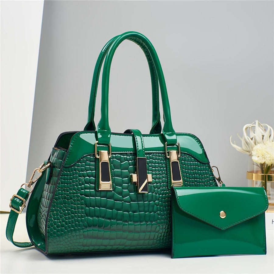 Blue Women'S Handbag Croc-Embossed Handbag Patent Leather Handbag Women'S - khaki - Size 29-13-21