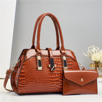 Blue Women'S Handbag Croc-Embossed Handbag Patent Leather Handbag Women'S - khaki - Size 29-13-21
