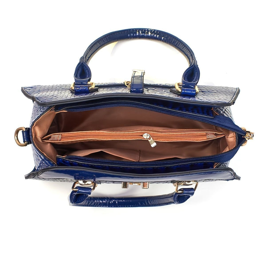 Blue Women'S Handbag Croc-Embossed Handbag Patent Leather Handbag Women'S - khaki - Size 29-13-21