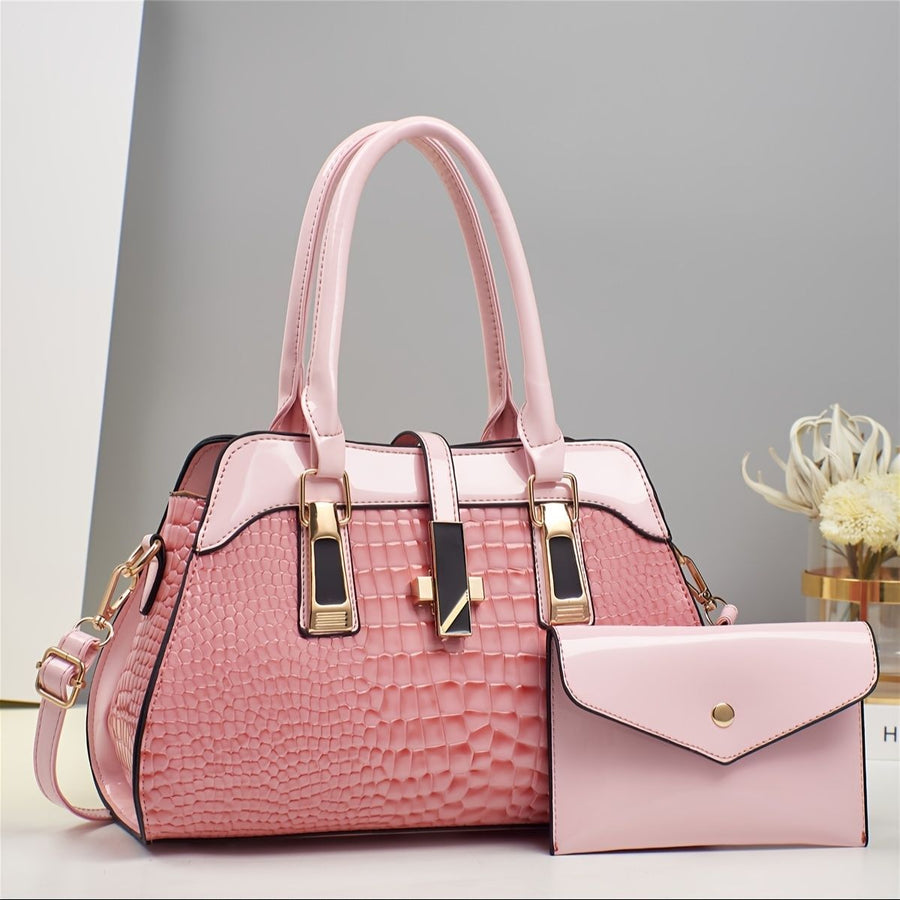 Blue Women'S Handbag Croc-Embossed Handbag Patent Leather Handbag Women'S - Red - Size 29-13-21