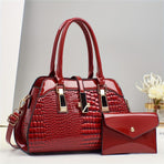 Blue Women'S Handbag Croc-Embossed Handbag Patent Leather Handbag Women'S - Red - Size 29-13-21