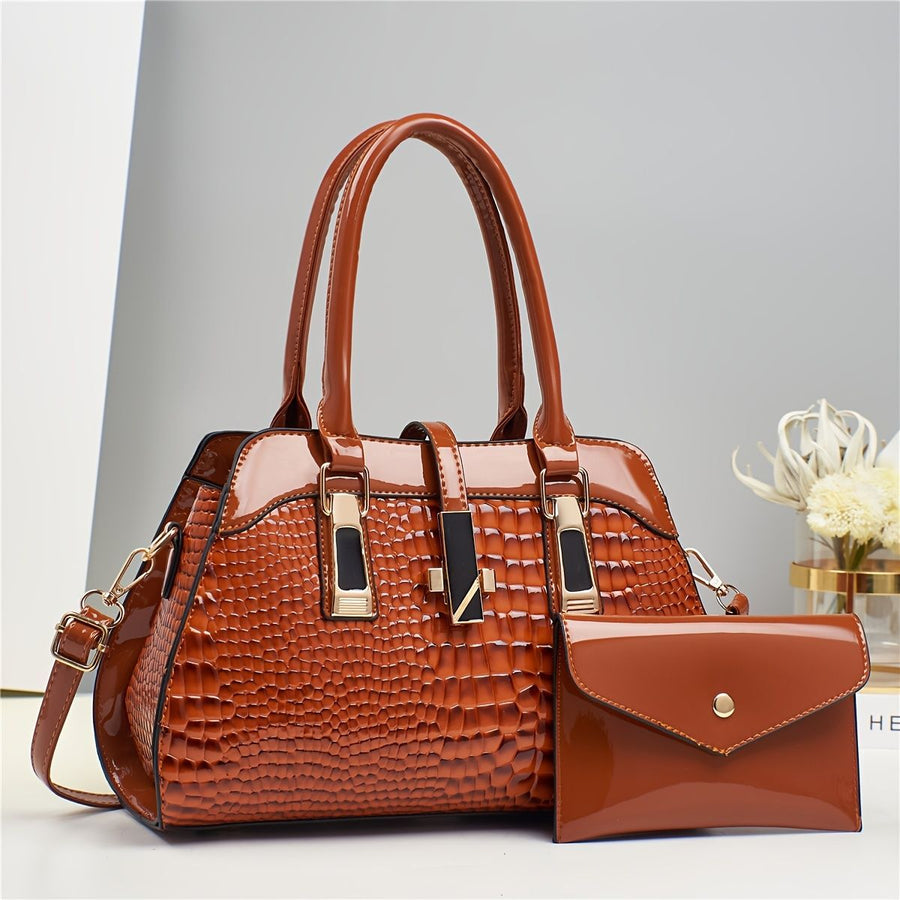 Blue Women'S Handbag Croc-Embossed Handbag Patent Leather Handbag Women'S - Red - Size 29-13-21