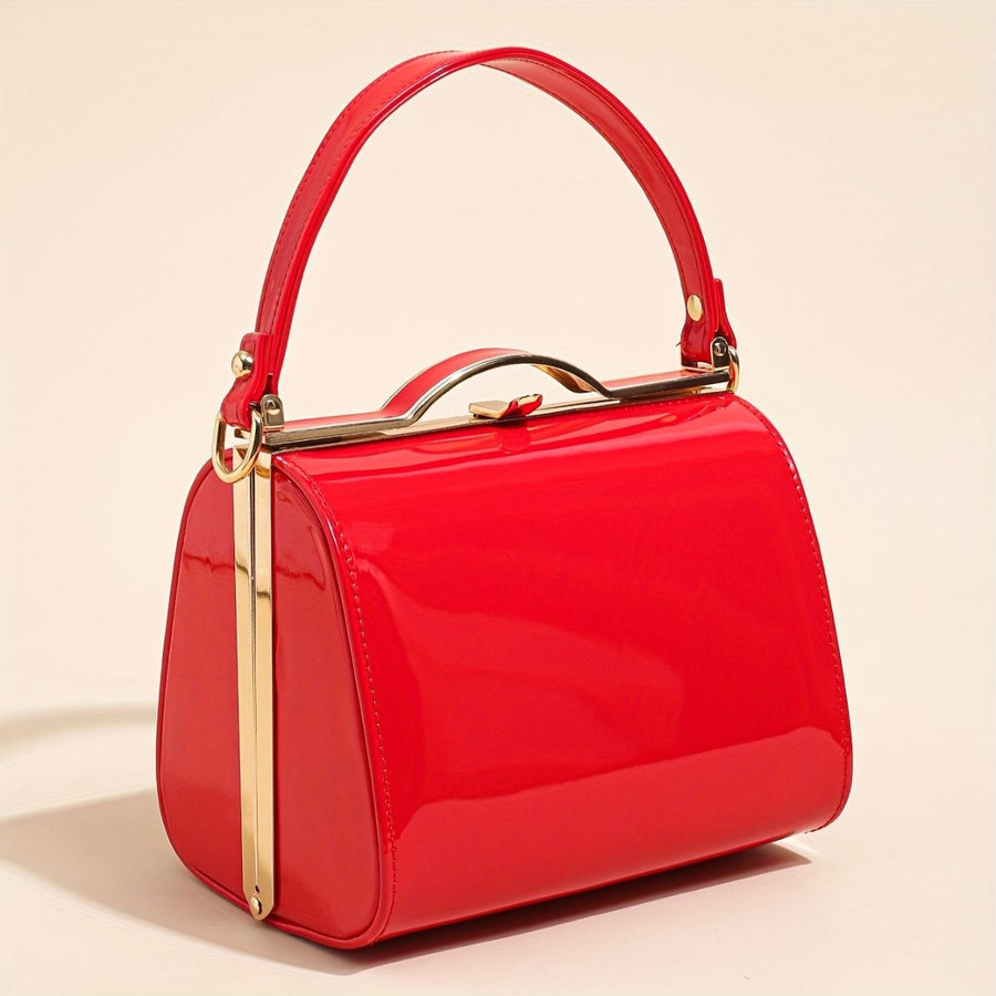 Women'S Evening Clutch Patent Leather Handbag Shiny Hand-Held Bag Hard-Shell - Black - Size 18-13-14