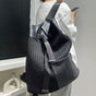 Leather Backpack Mesh Backpack Hybrid Backpack Travel Backpack Stylish Backpack - Black - Size M