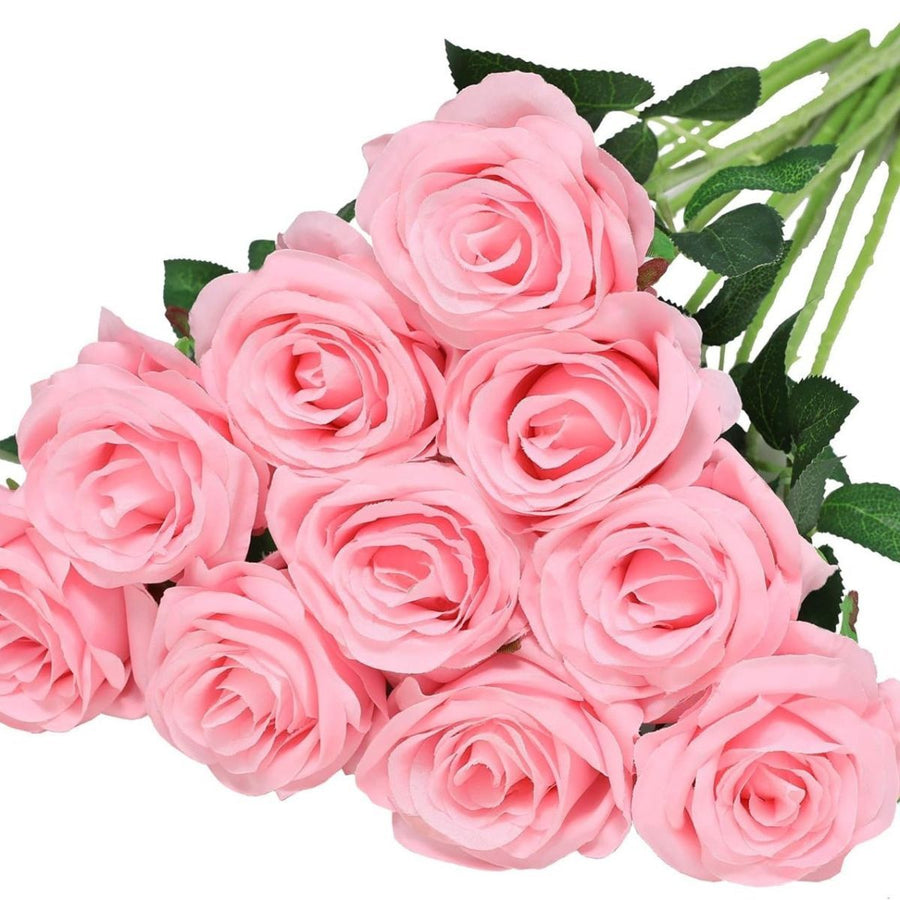 Artificial Silk Roses 25-Piece Bouquet Wedding Decorations Family Gathering - Light purple - Size L