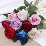 Artificial Silk Roses 25-Piece Bouquet Wedding Decorations Family Gathering - Orange - Size L