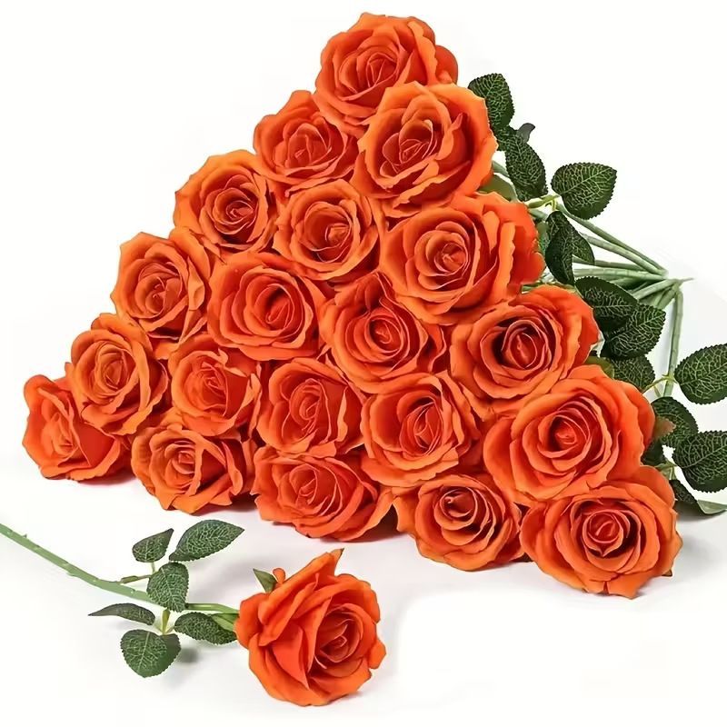 Artificial Silk Roses 25-Piece Bouquet Wedding Decorations Family Gathering - Purple - Size L