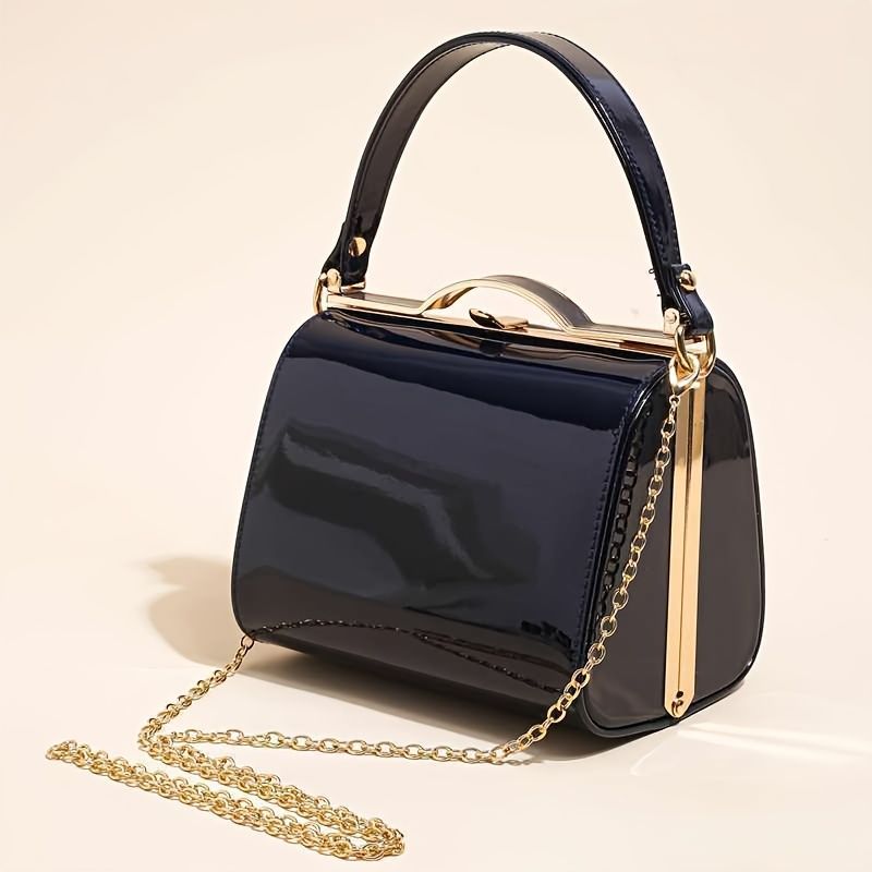 Women'S Evening Clutch Patent Leather Handbag Shiny Hand-Held Bag Hard-Shell - Red - Size 18-13-14