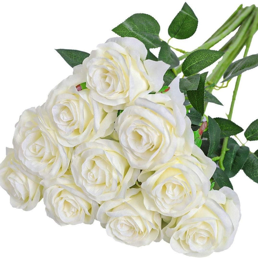Artificial Silk Roses 25-Piece Bouquet Wedding Decorations Family Gathering - Royal Blue - Size L