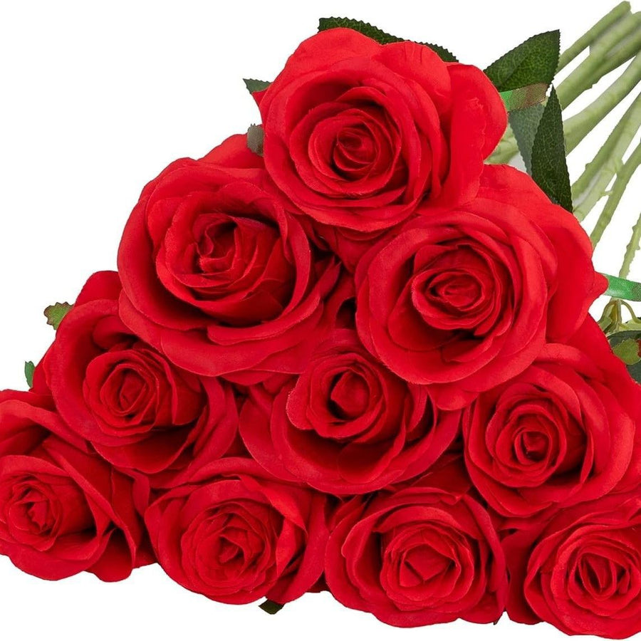 Artificial Silk Roses 25-Piece Bouquet Wedding Decorations Family Gathering - Royal Blue - Size L