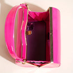 Women'S Evening Clutch Patent Leather Handbag Shiny Hand-Held Bag Hard-Shell - Sky Blue - Size 18-13-14