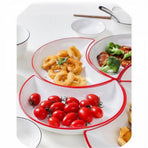 Crescent-Shaped Plate Ceramic Plate Set Party Platter Creative Dish Plate - Red - Size 4PCS