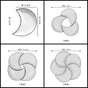 Crescent-Shaped Plate Ceramic Plate Set Party Platter Creative Dish Plate - Red - Size 5PCS