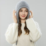 Women'S Winter Hat Hooded Knit Hat Pom-Pom Hat Warm Winter Accessory Australian - Gray - Size L