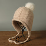 Women'S Winter Hat Hooded Knit Hat Pom-Pom Hat Warm Winter Accessory Australian - Gray - Size L