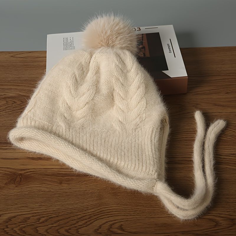 Women'S Winter Hat Hooded Knit Hat Pom-Pom Hat Warm Winter Accessory Australian - Gray - Size L