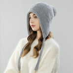 Women'S Winter Hat Hooded Knit Hat Pom-Pom Hat Warm Winter Accessory Australian - Khaki - Size L