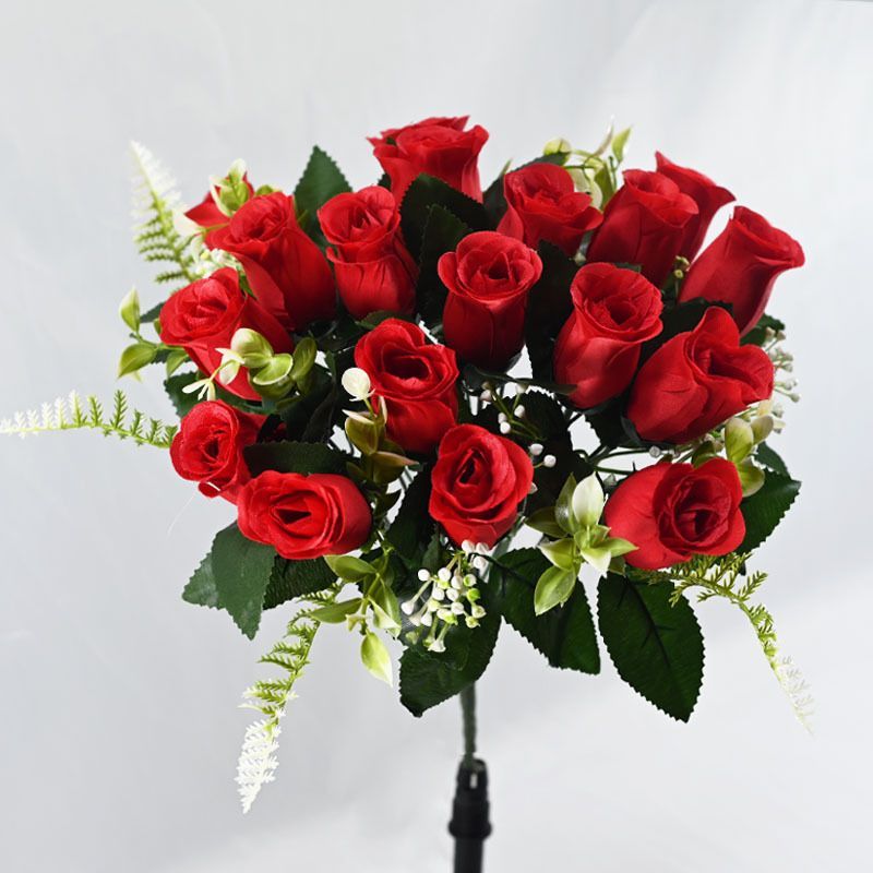 Artificial Rose Bouquet Faux Roses Fake Flowers Home Decor Garden Decoration - Pink - Size L