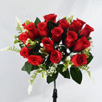 Artificial Rose Bouquet Faux Roses Fake Flowers Home Decor Garden Decoration - Purple - Size L