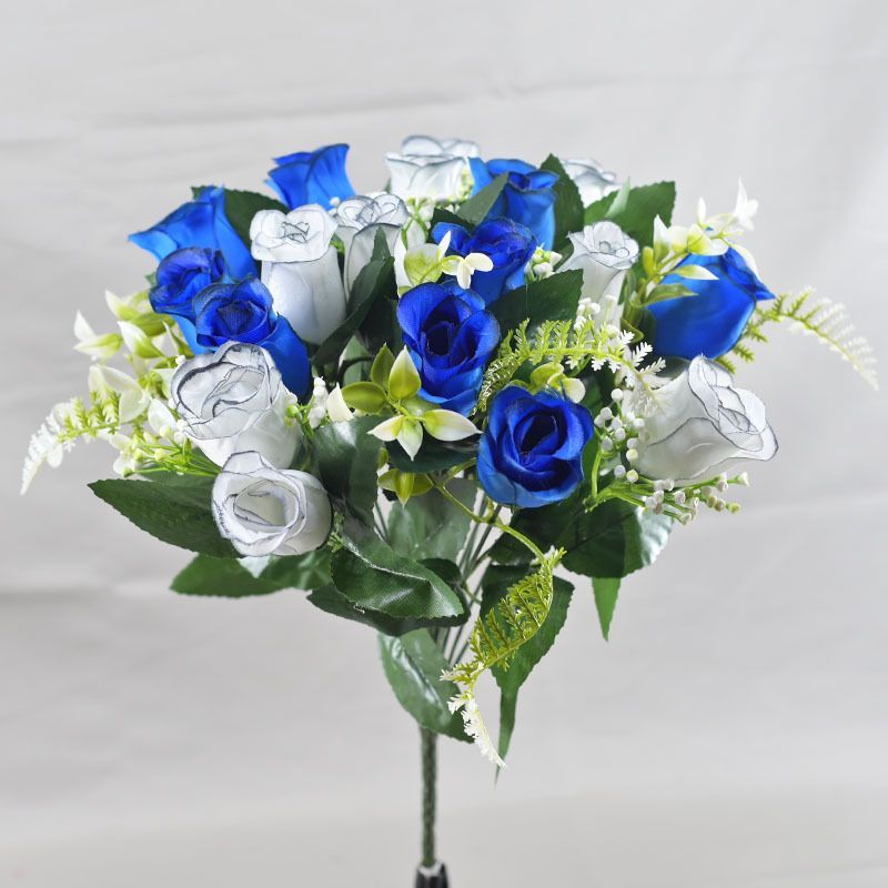 Artificial Rose Bouquet Faux Roses Fake Flowers Home Decor Garden Decoration - Purple - Size L