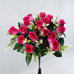 Artificial Rose Bouquet Faux Roses Fake Flowers Home Decor Garden Decoration - Purple - Size L