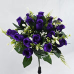 Artificial Rose Bouquet Faux Roses Fake Flowers Home Decor Garden Decoration - Purple - Size L