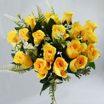 Artificial Rose Bouquet Faux Roses Fake Flowers Home Decor Garden Decoration - Yellow - Size L