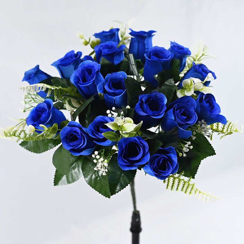 Artificial Rose Bouquet Faux Roses Fake Flowers Home Decor Garden Decoration - Yellow - Size L