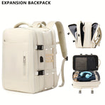 Expansion Backpack Travel Backpack Expandable Storage Multiple Compartments - Beige - Size L