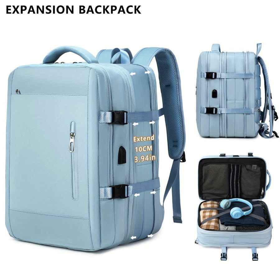 Expansion Backpack Travel Backpack Expandable Storage Multiple Compartments - Beige - Size L