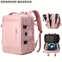 Expansion Backpack Travel Backpack Expandable Storage Multiple Compartments - Black - Size L
