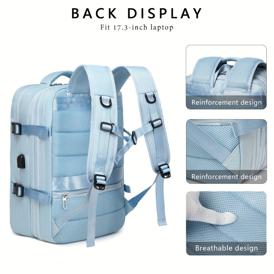 Expansion Backpack Travel Backpack Expandable Storage Multiple Compartments - Black - Size L