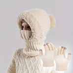 Women'S Winter Accessories Knit Hat Scarf Touch-Screen Gloves Winter Set Trendy - Gray - Size L