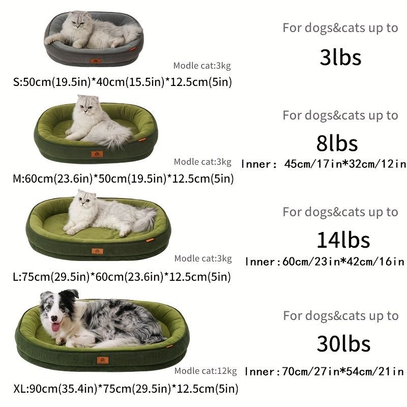 Pet Bed Dog Bed Cat Bed All-Season Washable Dog Bed Small Dog Bed Medium Dog - Gray - Size M60-50-12