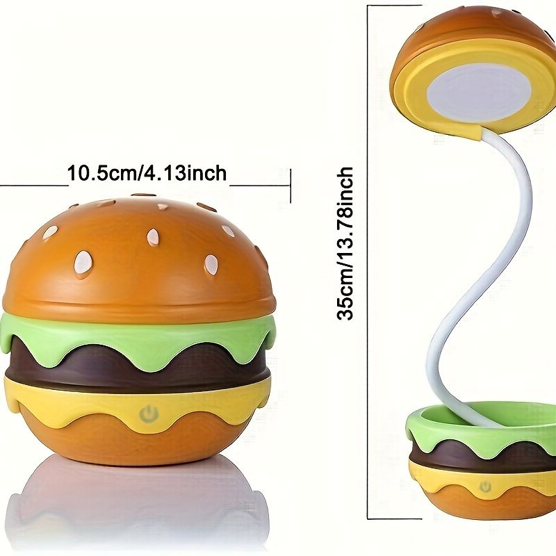 Orange Burger-Shaped Night Light Rechargeable Night Light Touch Switch Night Light 3