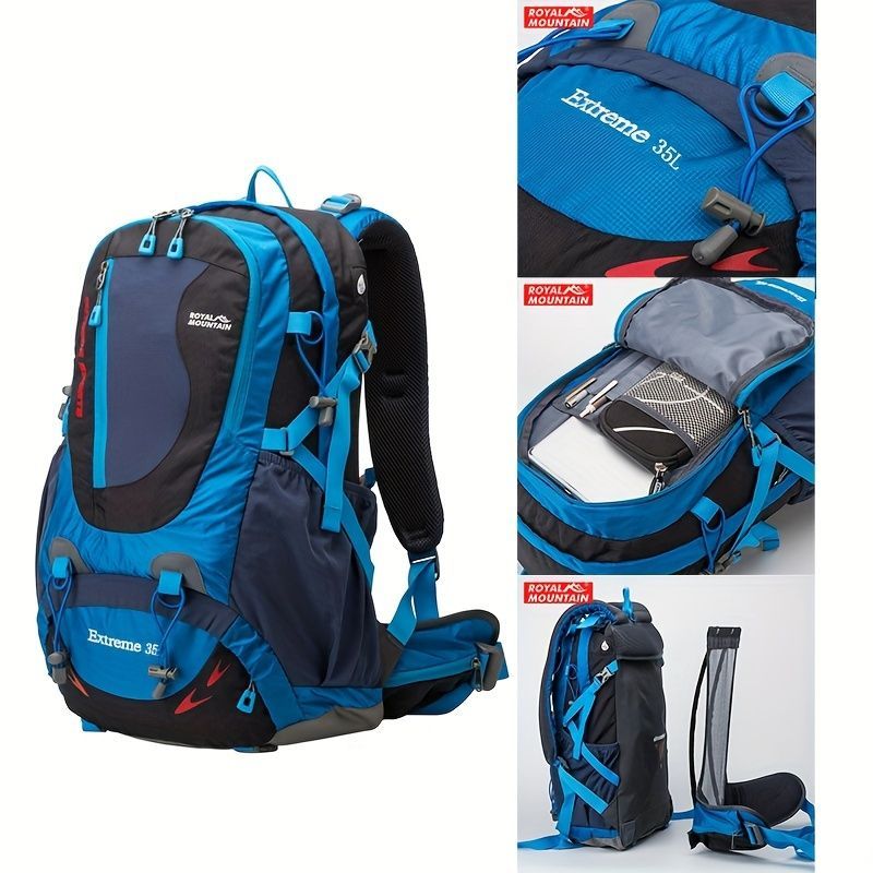 Hiking Backpack 35L Backpack Travel Backpack Outdoor Backpack Royal Mountain - Black - Size M