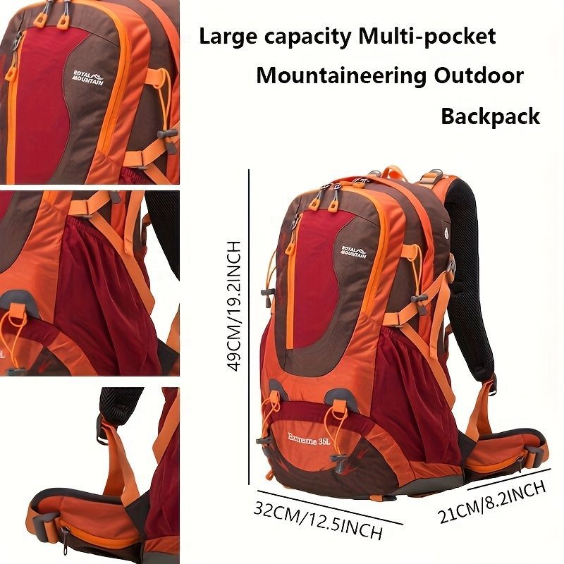 Hiking Backpack 35L Backpack Travel Backpack Outdoor Backpack Royal Mountain - Black - Size M