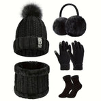 Women'S Winter Accessories 5-Piece Set Winter Beanie Earmuffs Touch-Screen - Gray - Size L