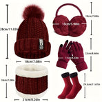 Women'S Winter Accessories 5-Piece Set Winter Beanie Earmuffs Touch-Screen - Gray - Size L