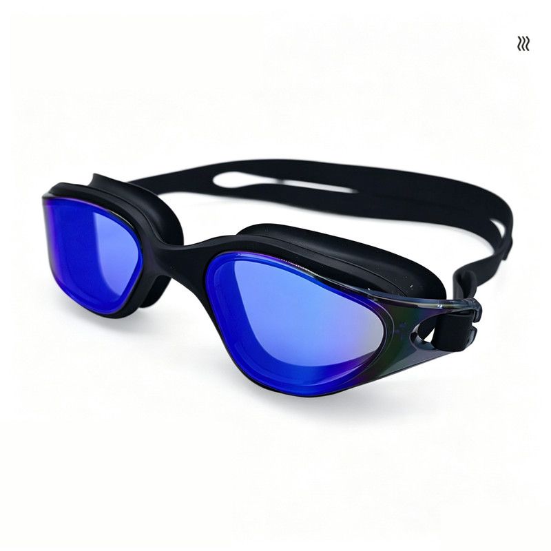 High definition silicone waterproof and anti fog adult swimming goggles,Black Colorful Blue