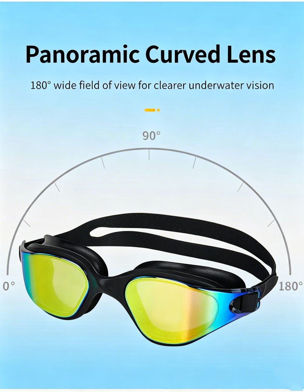 High definition silicone waterproof and anti fog adult swimming goggles,Black Colorful Blue