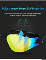 High definition silicone waterproof and anti fog adult swimming goggles,Black Colorful Blue - Low Angle