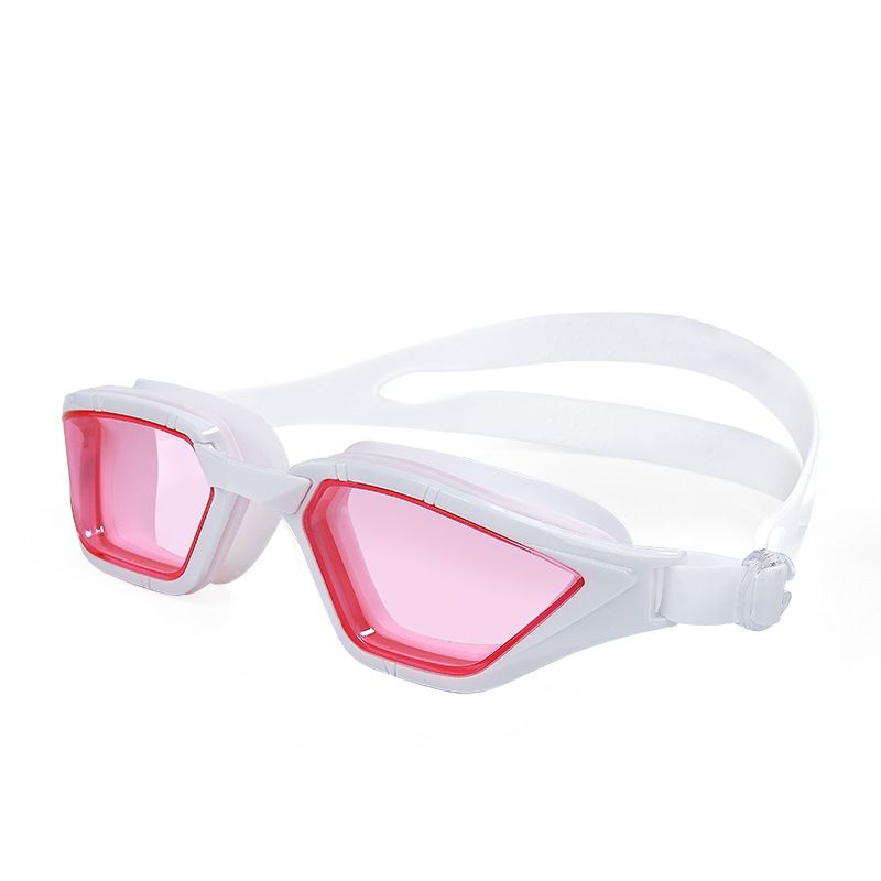 Adult swimming goggles with nano anti fog and waterproof high-definition goggles,White-pink