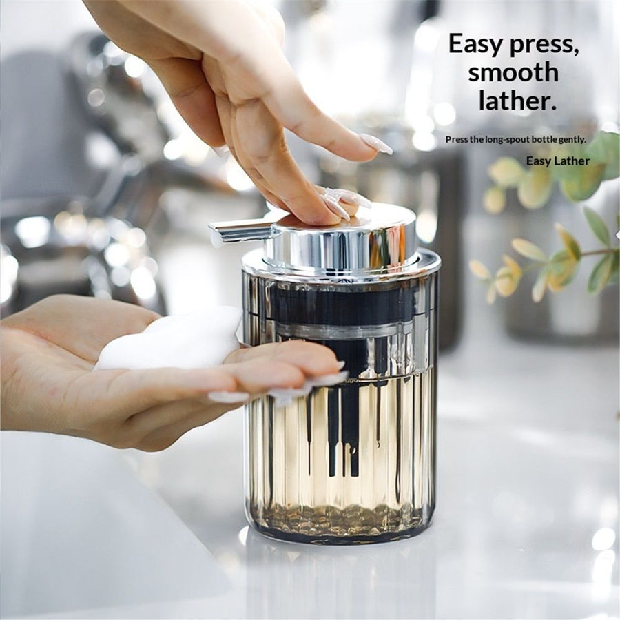 2 Pack Foaming Soap Dispenser- Clear Foam Hand Soap Dispenser with Pump for Bathroom, Modern Refillable Foaming Soap Bottle, Clear Grey