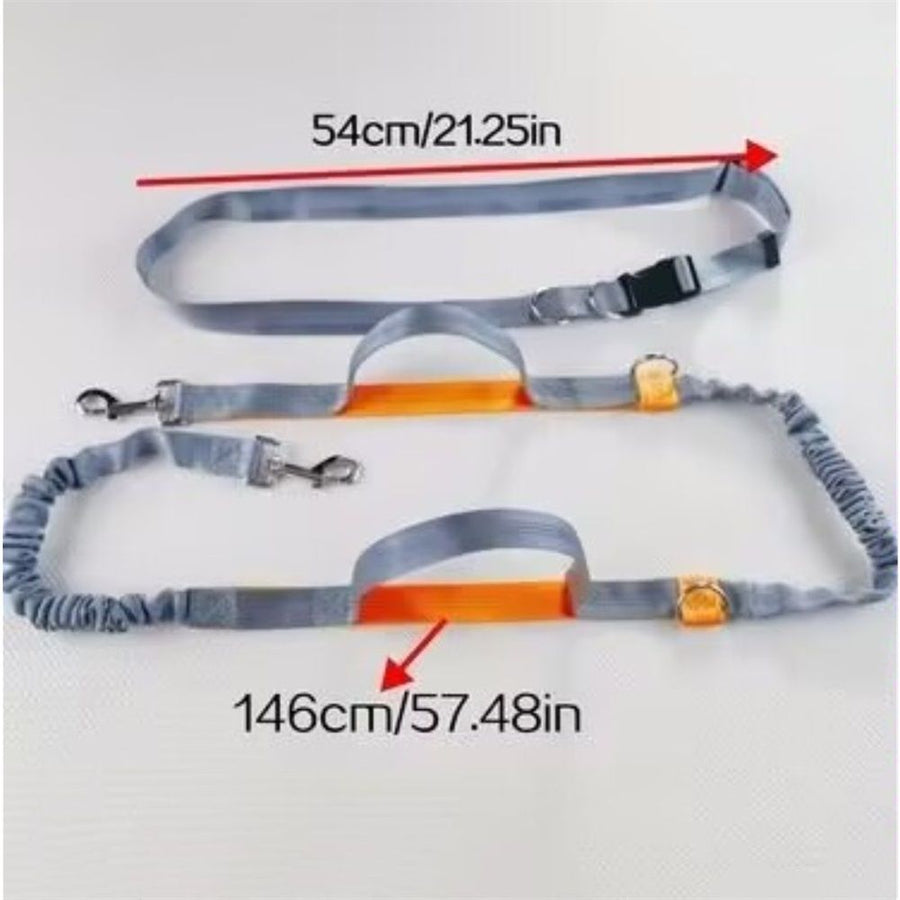 Tuff Mutt Hands Free Dog Leash for Walking Running Hiking, Waist Leash with Bungee, Adjustable Belt, Reflective Double Handle Design for Large Medium Dogs